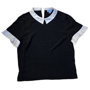CeCe Black and White Blouse